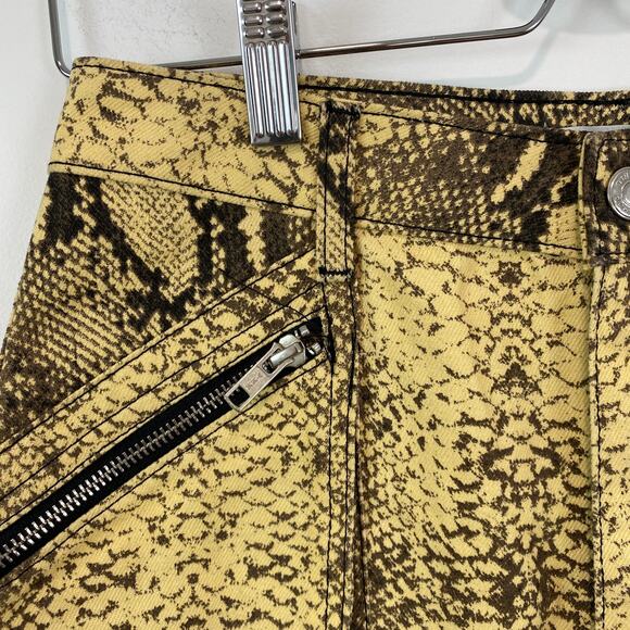 Y2K Reptile Mini Skirt – Topshop Yellow Denim Grunge Baddie – Size 4 - Picture 3 of 7